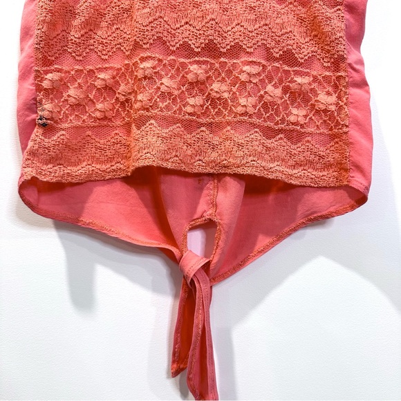 ๐๏ธ4 for 20$ / Seduction Lace back crop knot tank top cami / Coral / M - Picture 8 of 10